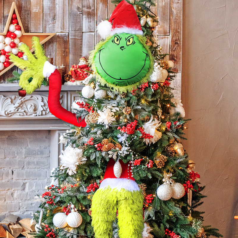 (70x30cm) Christbaum Schmuck Plüsch Weihnachts Baum Deko Ornament - Grüner Bösewicht Arm