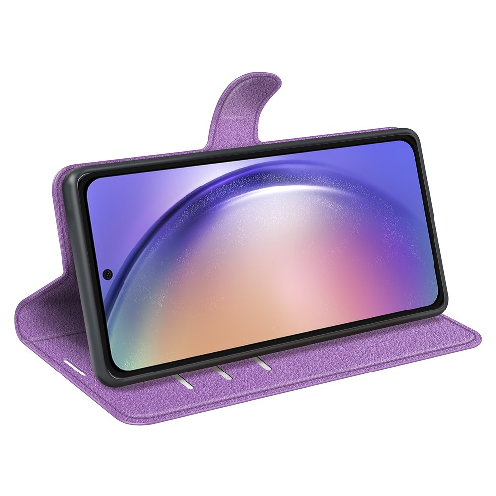 Samsung Galaxy A55 Leder Tasche Flip Cover Litchi Look - Lila