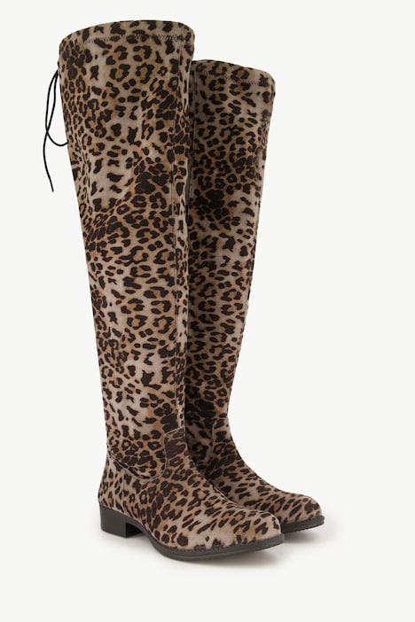 Overknee-Stiefel, XL-Schaft, Leomuster, Zipper, Weite H