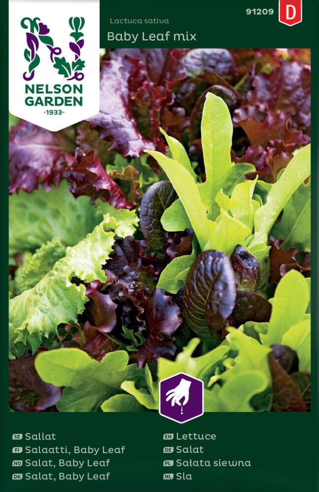 GRØNNSAKSFRØ NELSON GARDEN SALAT BABY LEAF MIX
