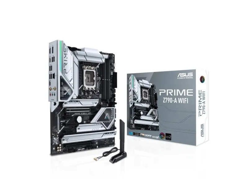 ASUS Prime Z790-A WIFI - Bundkort - ATX - LGA1700 sokkel - Z790 Chipset - USB-C 3.2 Gen 2x2, USB-C 3.2 Gen2, USB 3.2 Gen 1, USB 3.2 Gen 2 - 2.5 Gigabit LAN, Wi-Fi 6, Bluetooth - onboard grafik (CPU påkrævet) - HD Audio (8-kanaler)