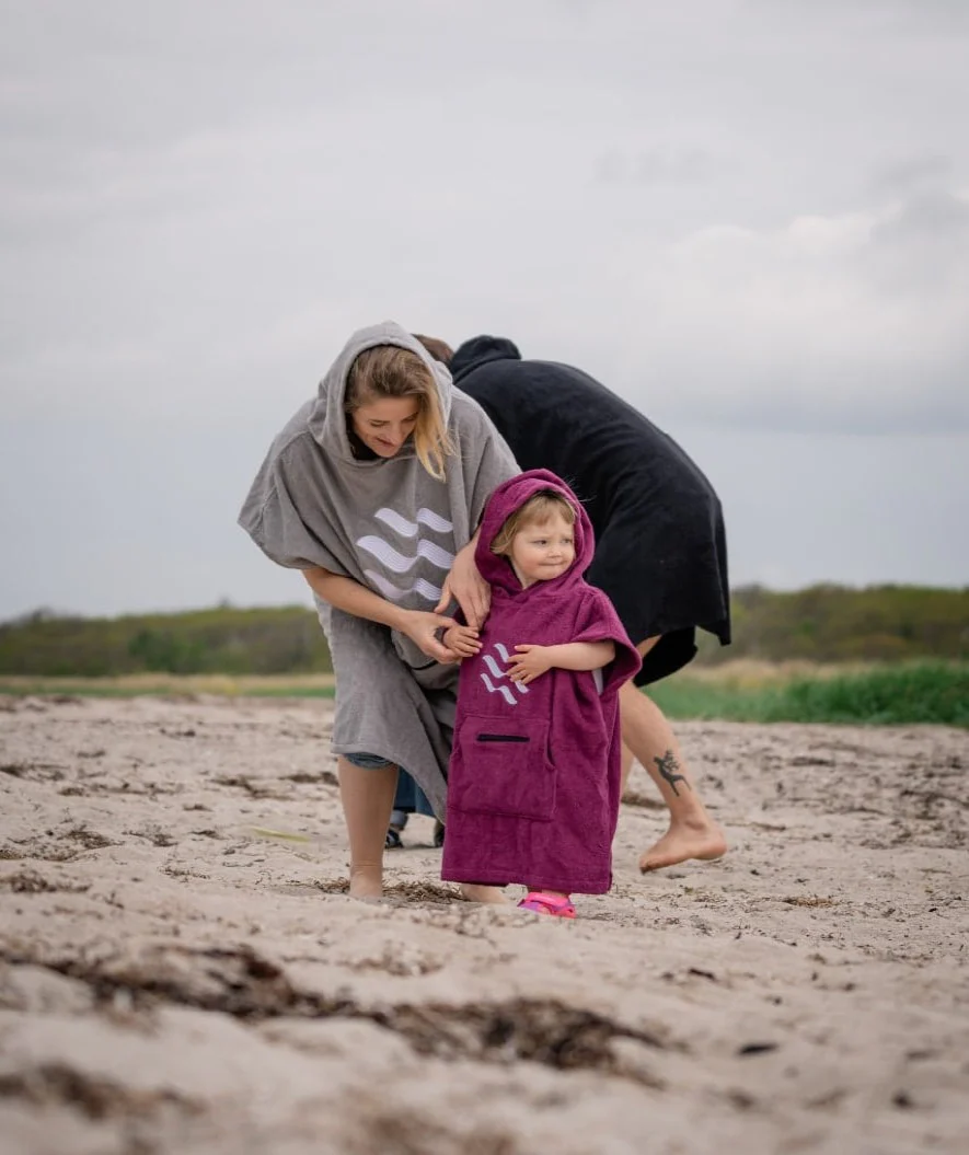 Watery badeponcho til børn - Bomuld - Mørkeblå