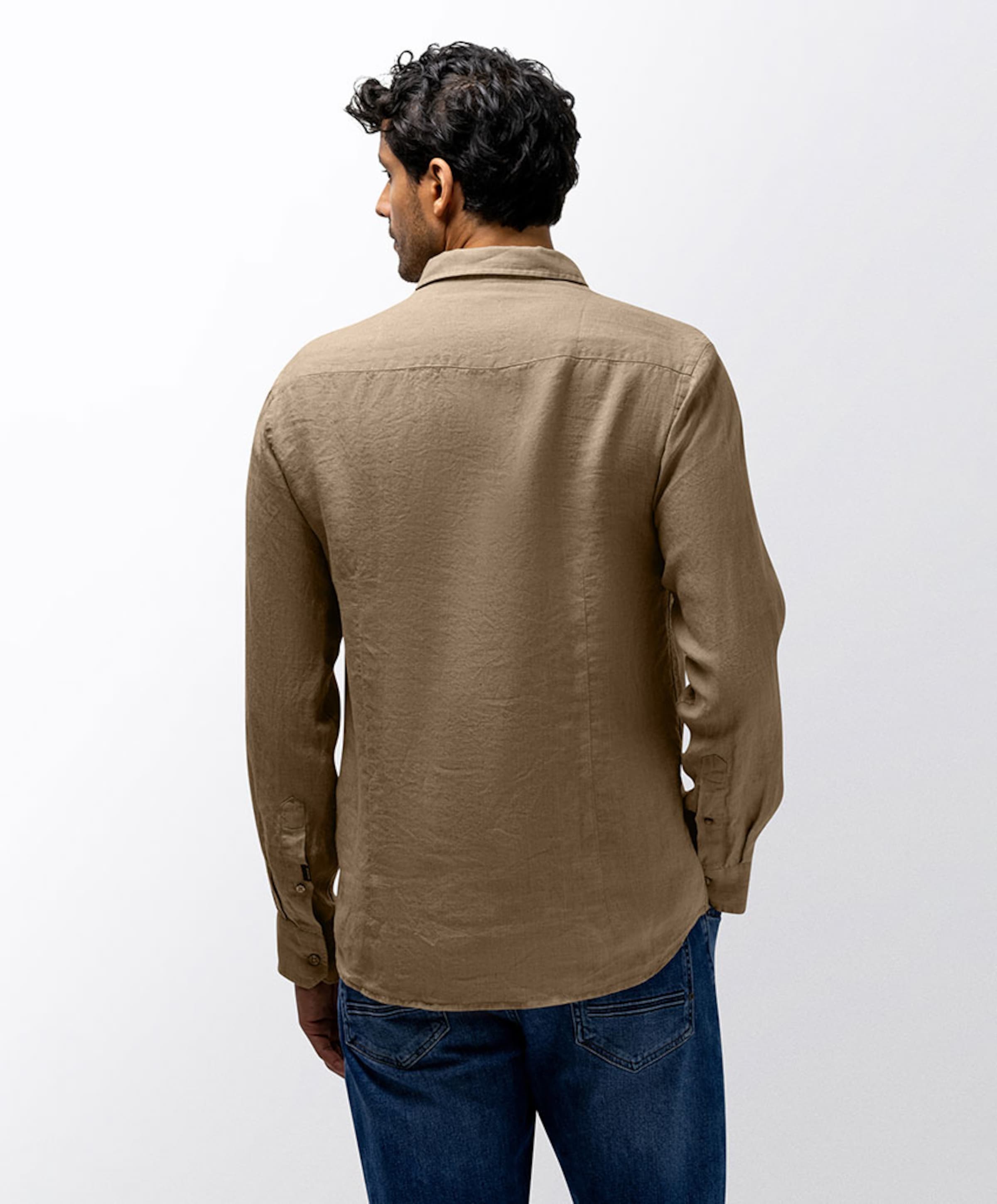 State of Art Heren overhemd lange mouw beige