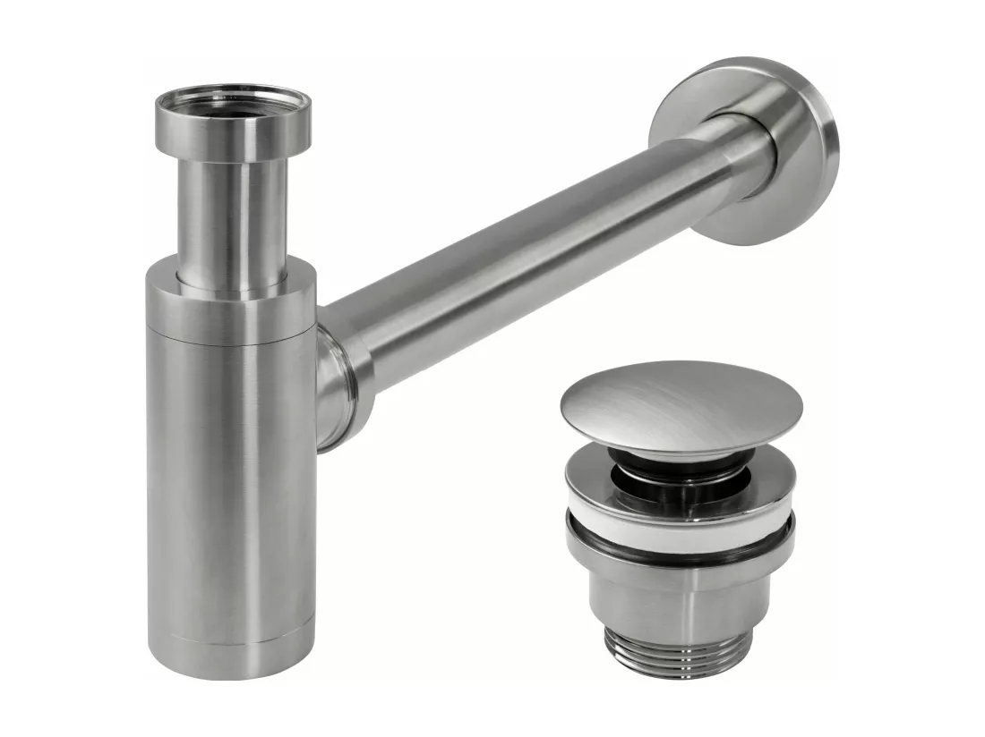 Siphon De Lavabo Universel Clic-Clac Rea Brush Nickel