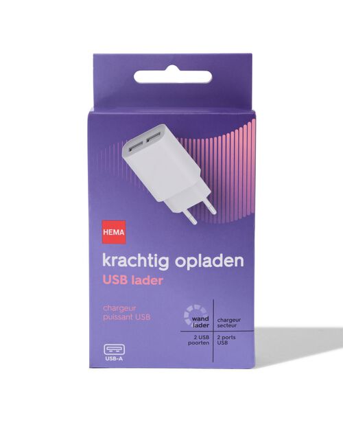 chargeur USB 2,1A avec 2 ports blanc