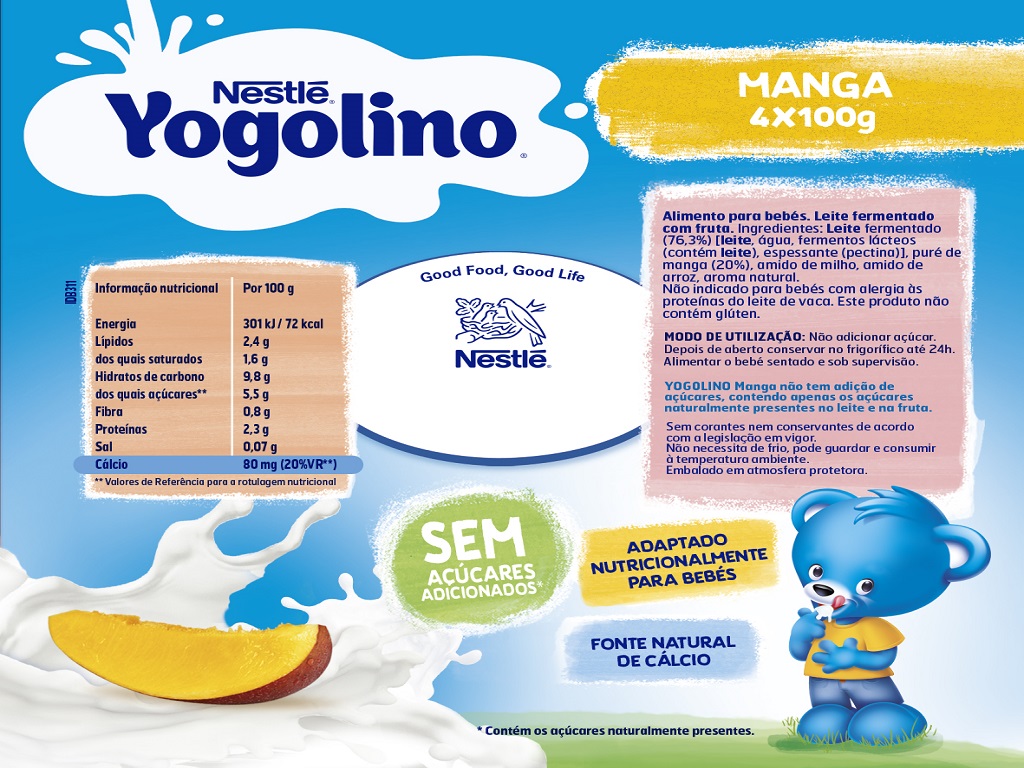 SOBREMESA LÁCTEA NESTLÉ YOGOLINO 0% AÇÚCAR MANGA 4X100G