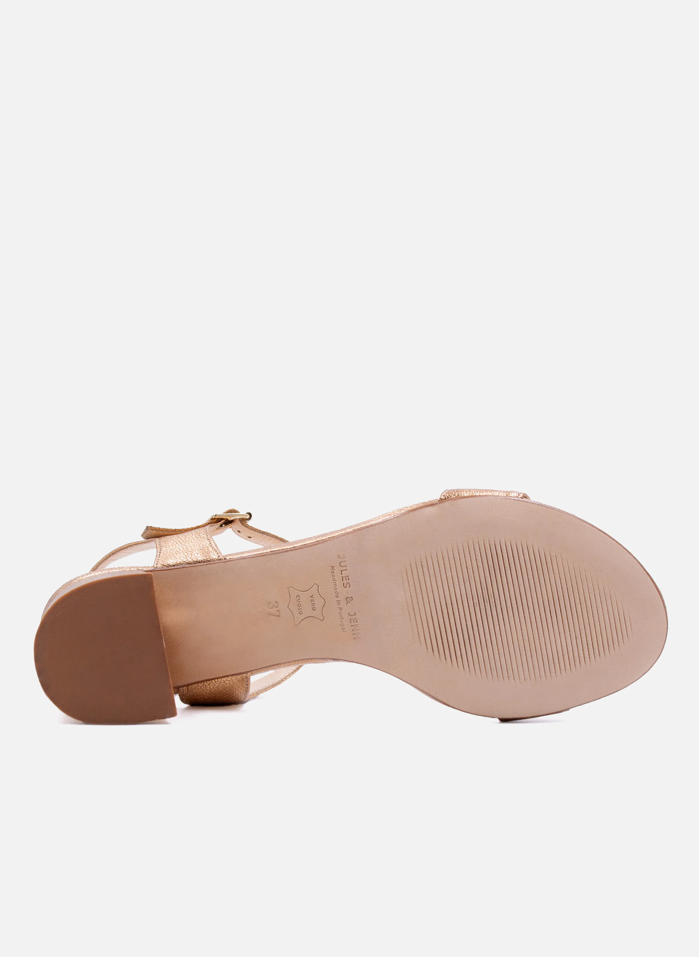 Sandales moyen talon cuir métalisé | Rose