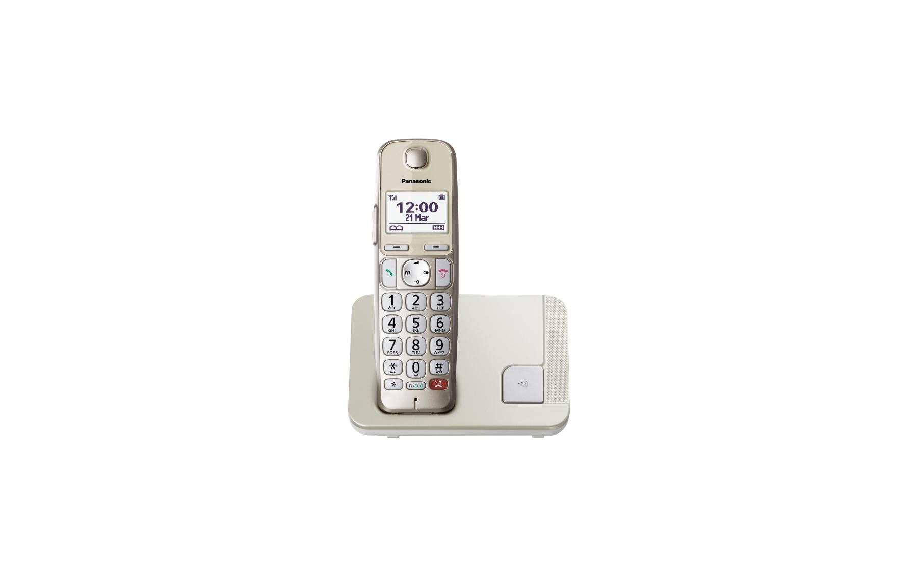 Schnurlostelefon KX-TGE250SLN ChampagnerDigitales Schnurlos-Telefon mit bedienerfreundlichen Tasten