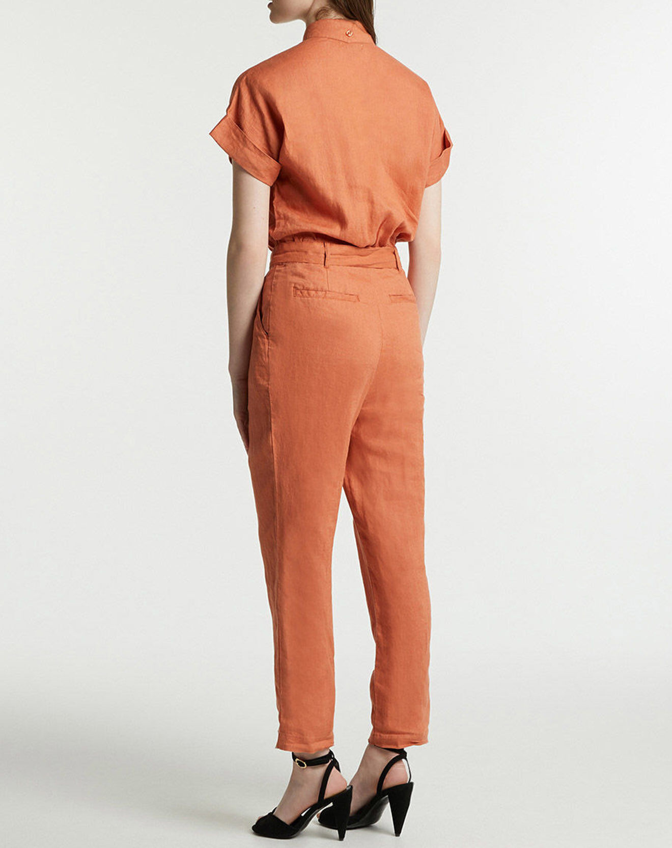 Galeries Lafayette Combinaison en 100% Lin Gary orange