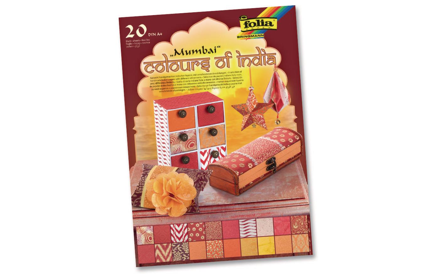Motivblock India Mumbai Farbig assortiertBastelpapier mit Indischen Motiven