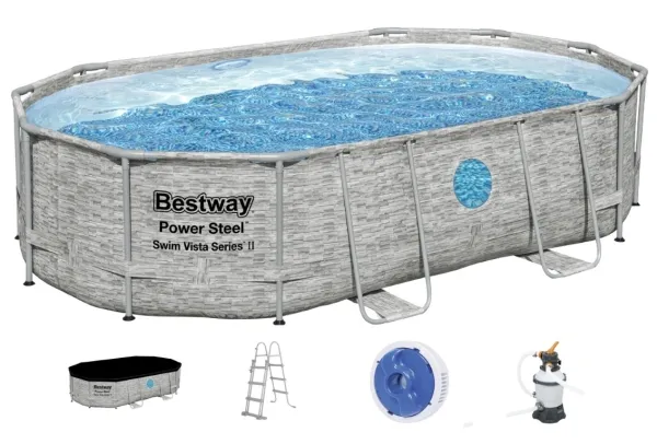 Bestway Power Steel 56946, 10949 L, Indrammet pool, Voksen & barn, Stige, Brun, 64,7 kg