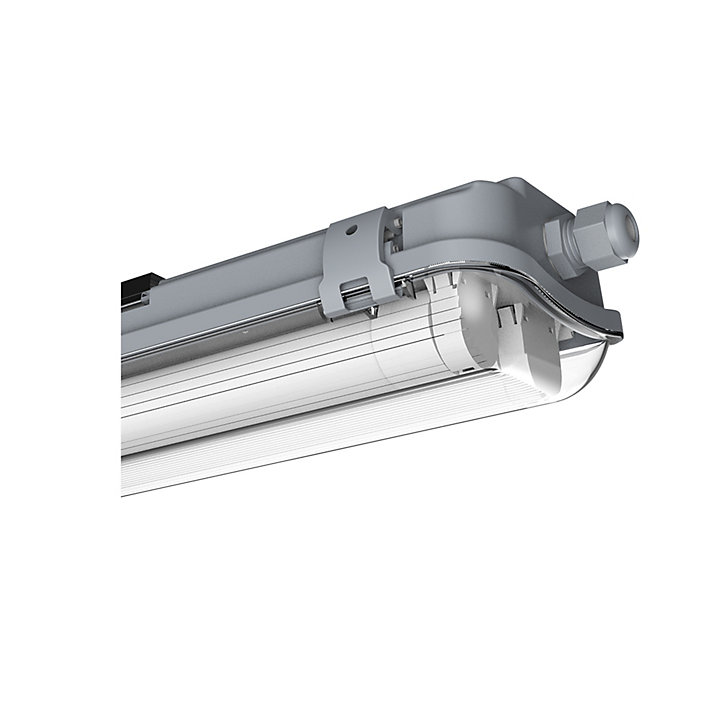 Réglette lumineuse Pagon T8 blanc neutre 2x1800lm 18W IP65 L.129,3xl.11xH.6,4cm gris GoodHome