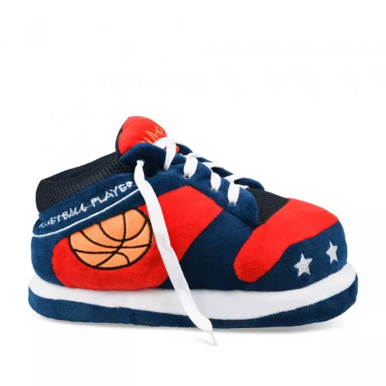 Chaussons peluche basketball BLEU DENIM SIDE