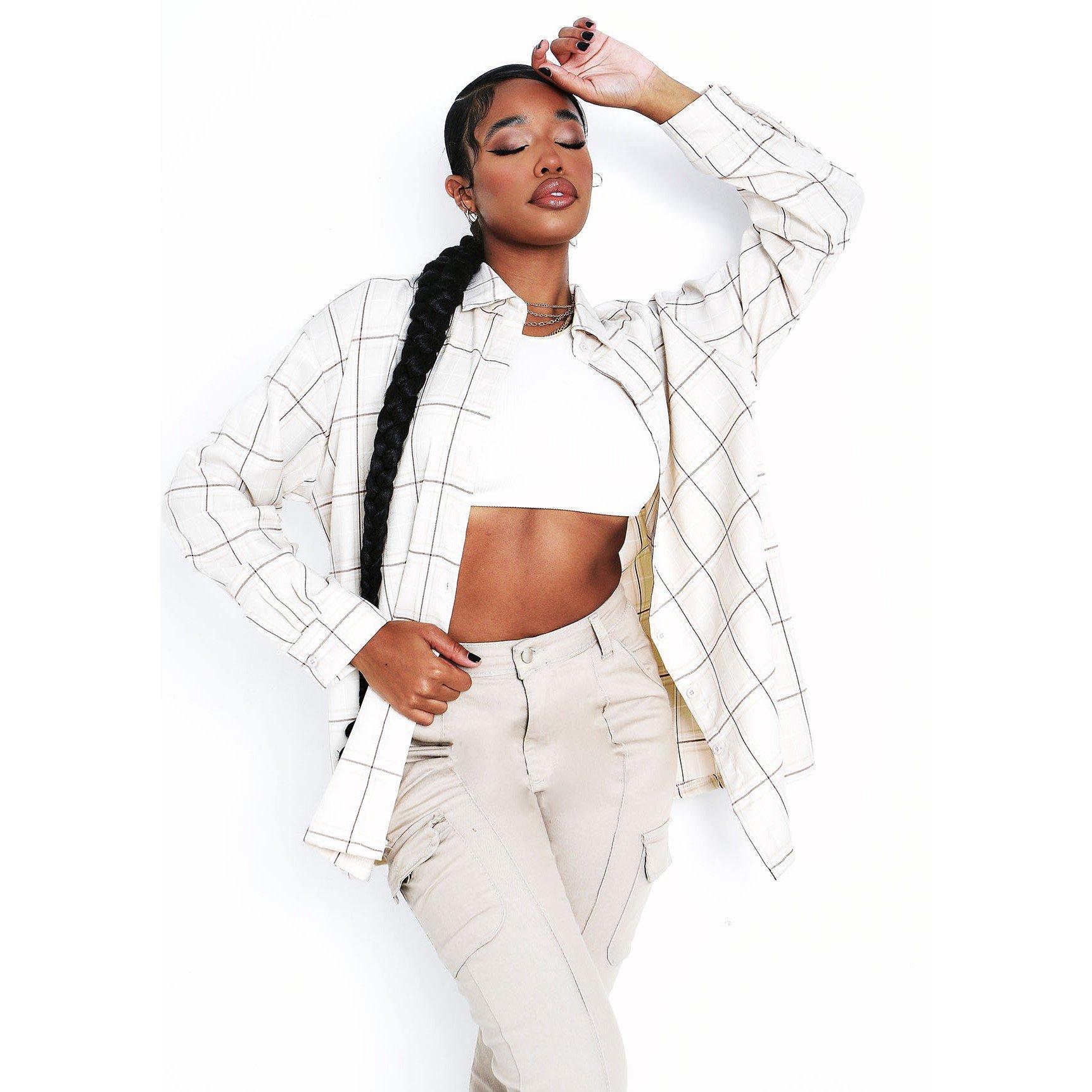 Missy Empire Longline Checked Oversized Shirt