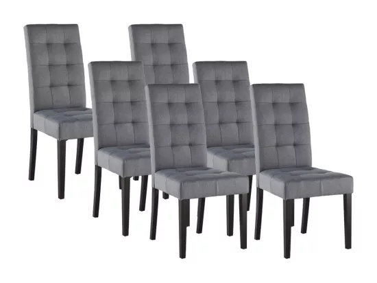 Lot de 6 chaises en tissu et bois - Gris - VILLOSA