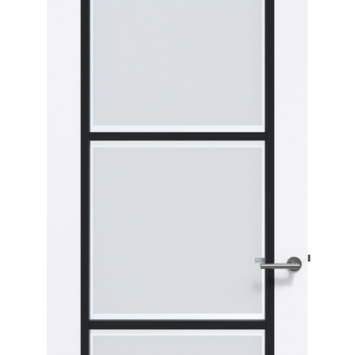 Arne & Bodil binnendeur ABB104 mat glas met blanke rand - extra wit afgelakt - glaslat diep zwart