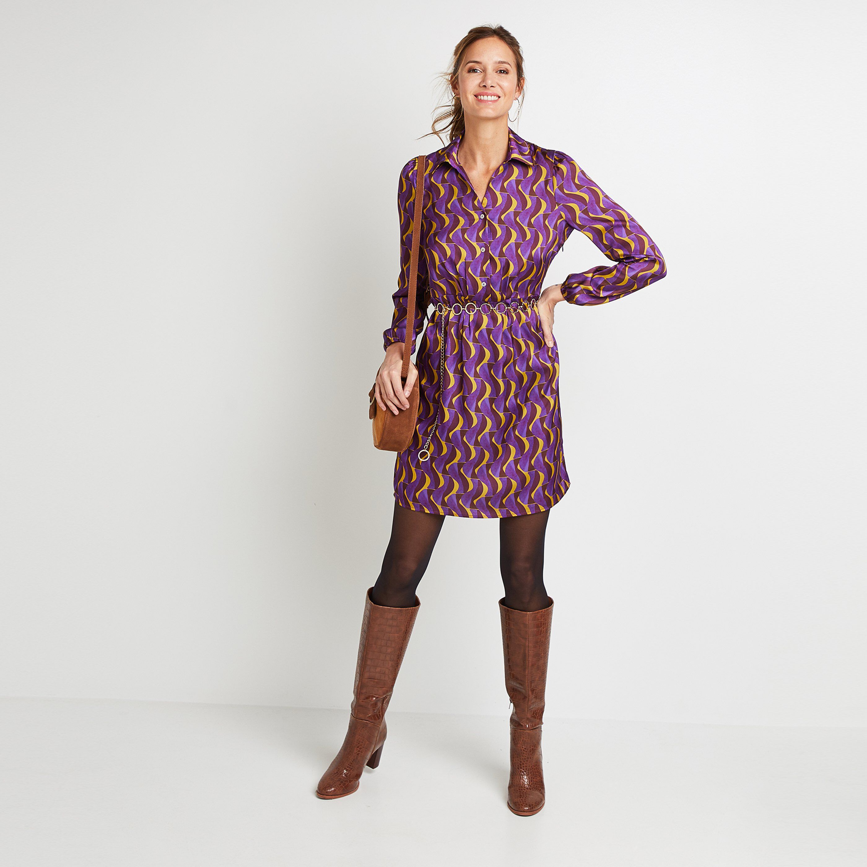 Robe chemisier femme - VIOLET