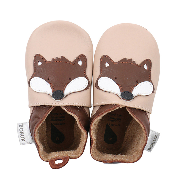 Chaussons en cuir Soft Soles Renard Beige S - BOBUX