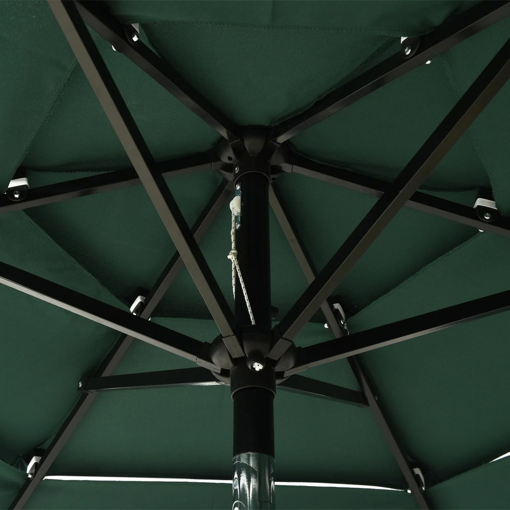 Parasol mobilier de jardin à 3 niveaux avec mât en aluminium 2 m vert