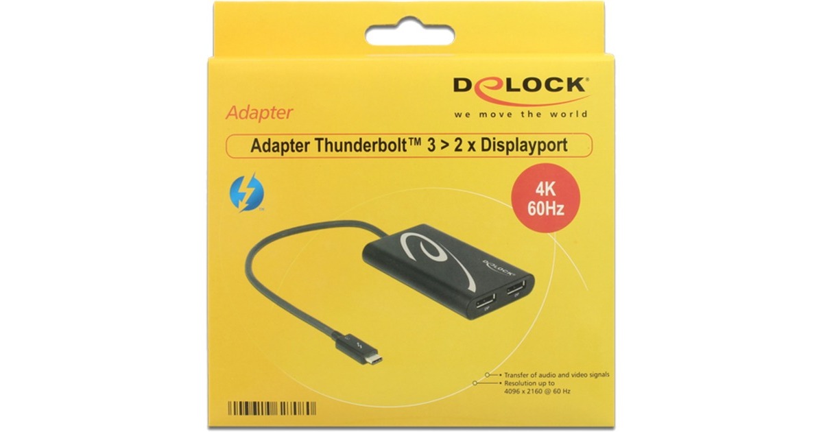 DeLOCKThunderbolt 3 > 2x DisplayPort adapter  (Zwart, 0,27 meter)