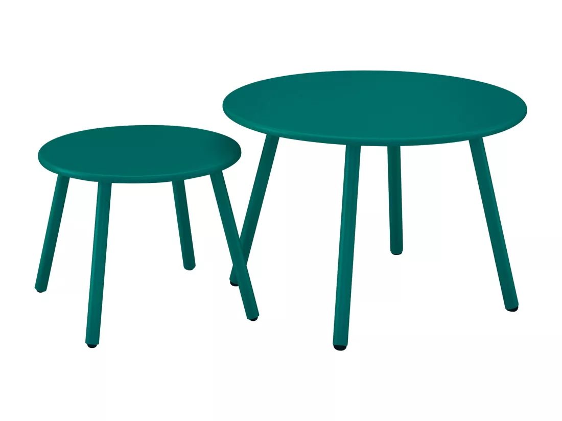 Tables gigognes de jardin en métal - Bleu canard - MIRMANDE de MYLIA