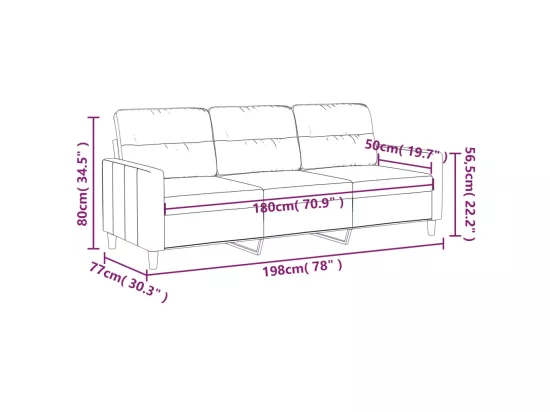 Canapé à 3 places Gris foncé 180 cm Tissu