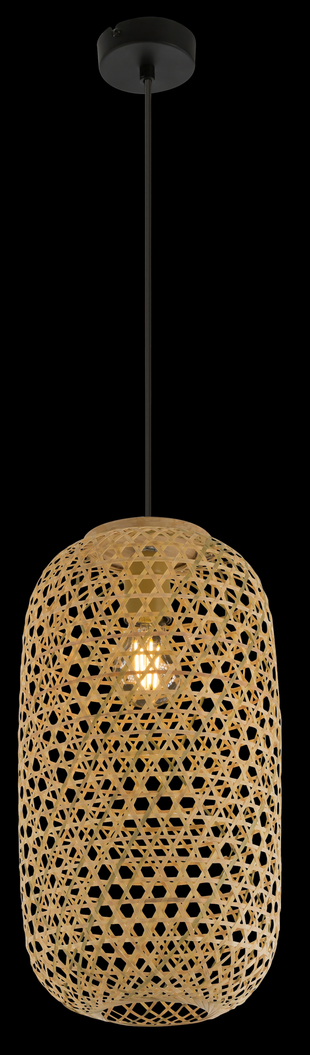 GLOBO Retrofit Pendelleuchte Mirena Bambus 22x22cm H160cm