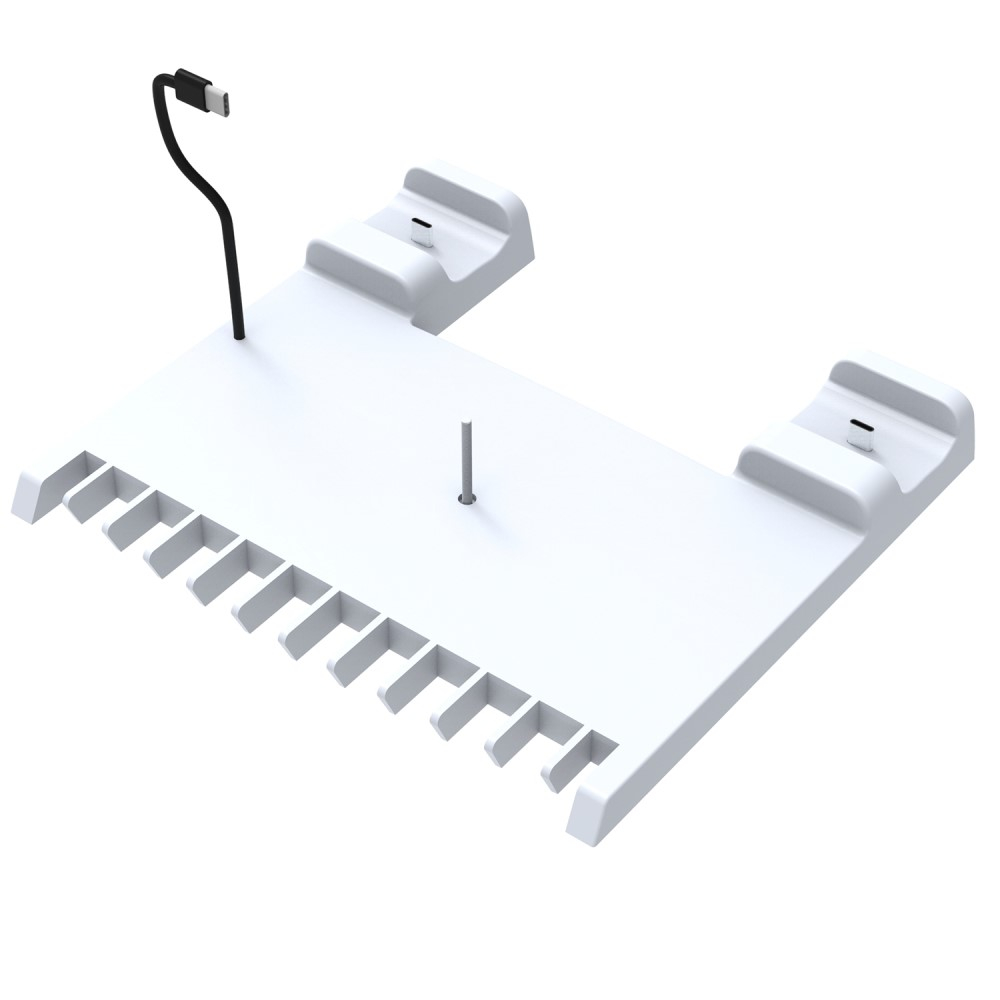Sony PlayStation PS5 Slim Halterung mit Controller Dual Ladestation   USB A / Disk Ständer / Headset Halterung - Weiss