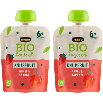 Jumbo Biologisch Knijpfruit Appel & Aardbei 6+ Maanden 2 x 90 g