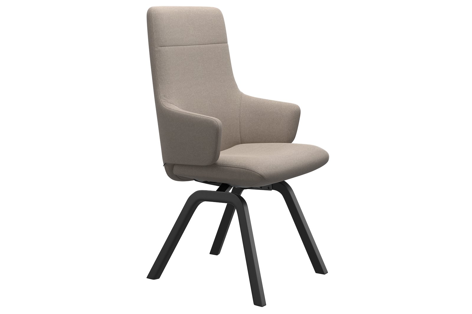 Chilli spisestol Tekstil Tulip Light Beige, large sete med sortbeiset understell