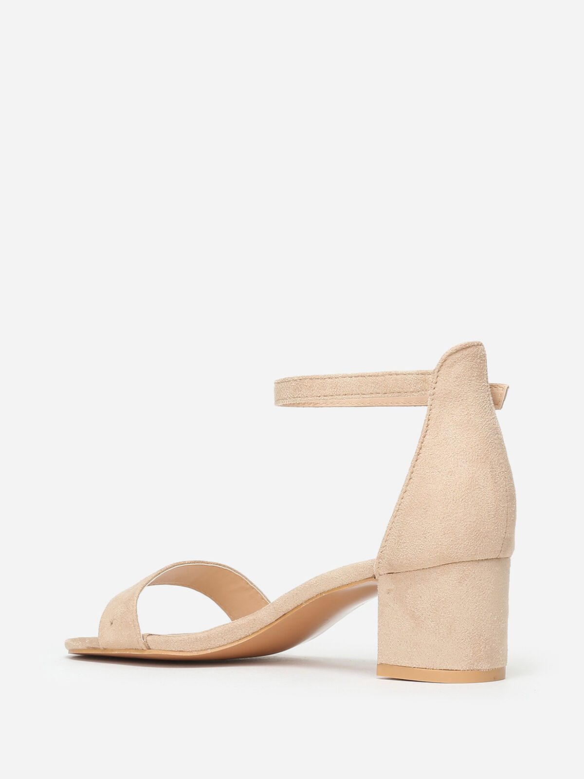 Sandales en suédine à petit talon- Beige