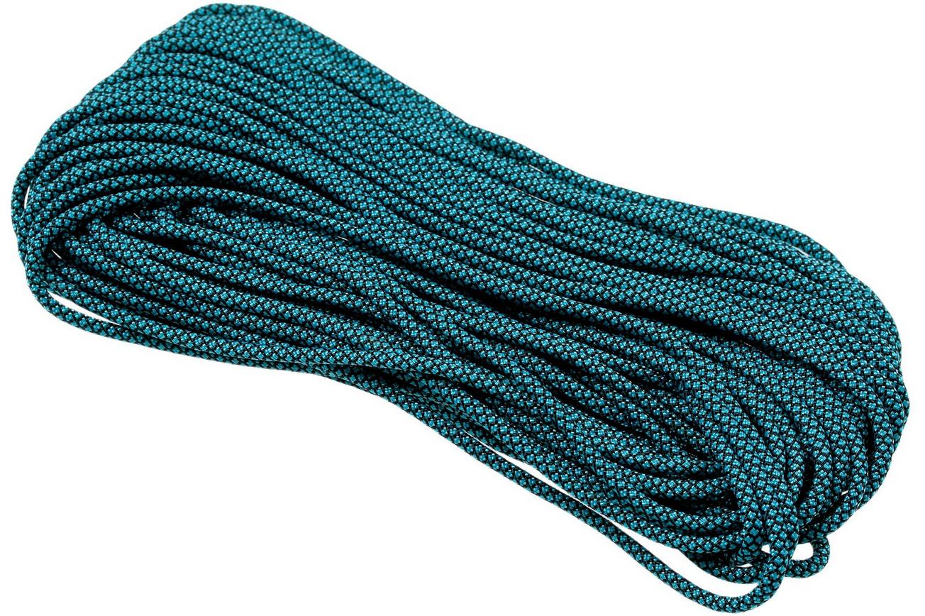 Knivesandtools 550 paracord type III, kleur: neon turquoise diamonds - 50 ft (15,24 meter)
