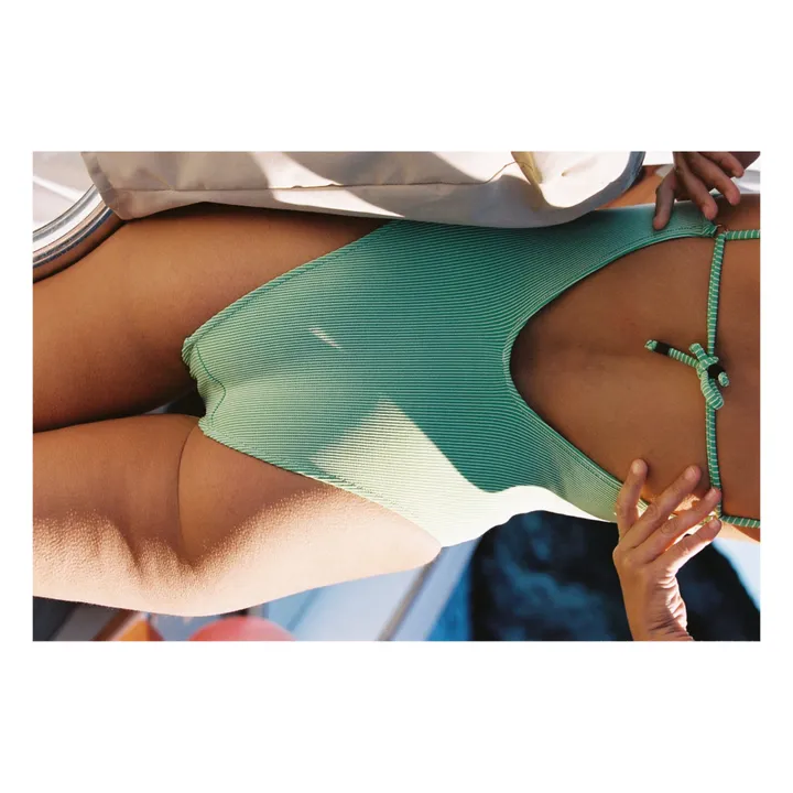 Icone Maillot 1 Pièce Nino Rayures | Vert prairie