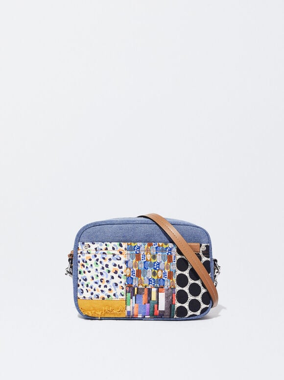 Bolsa de ombro patchwork - Azul