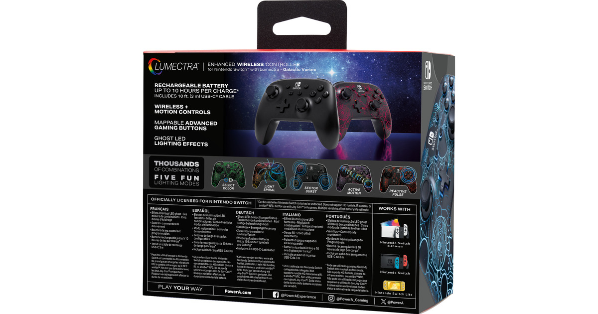 PowerAEnhanced Wireless Controller for Nintendo Switch with Lumectra - Galactic Vortex  (Lila)