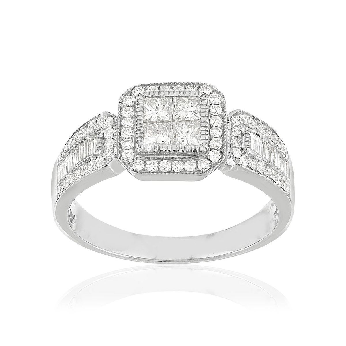 Bague or 750 blanc diamant