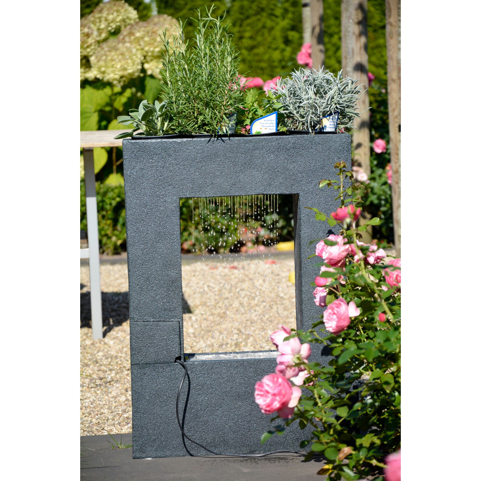 Dobar 96110e Design-Gartenbrunnen mit Pflanzoption