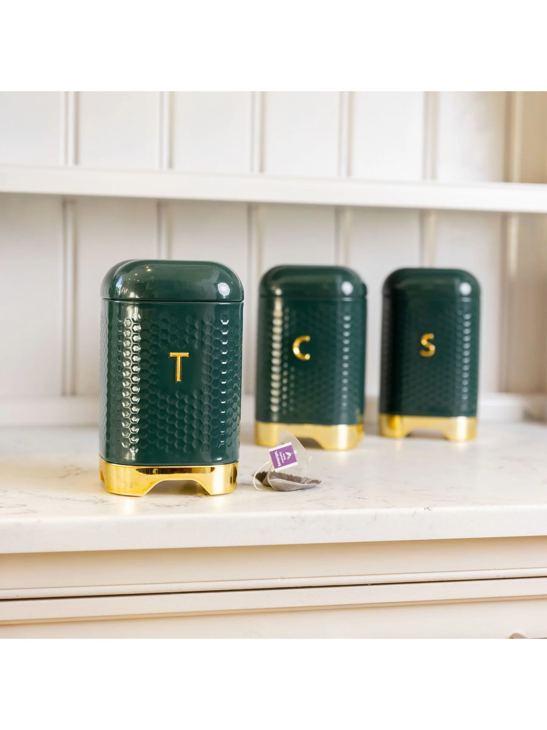 Kitchencraft Textured Geometric Tea Coffee Sugar Canisters Set