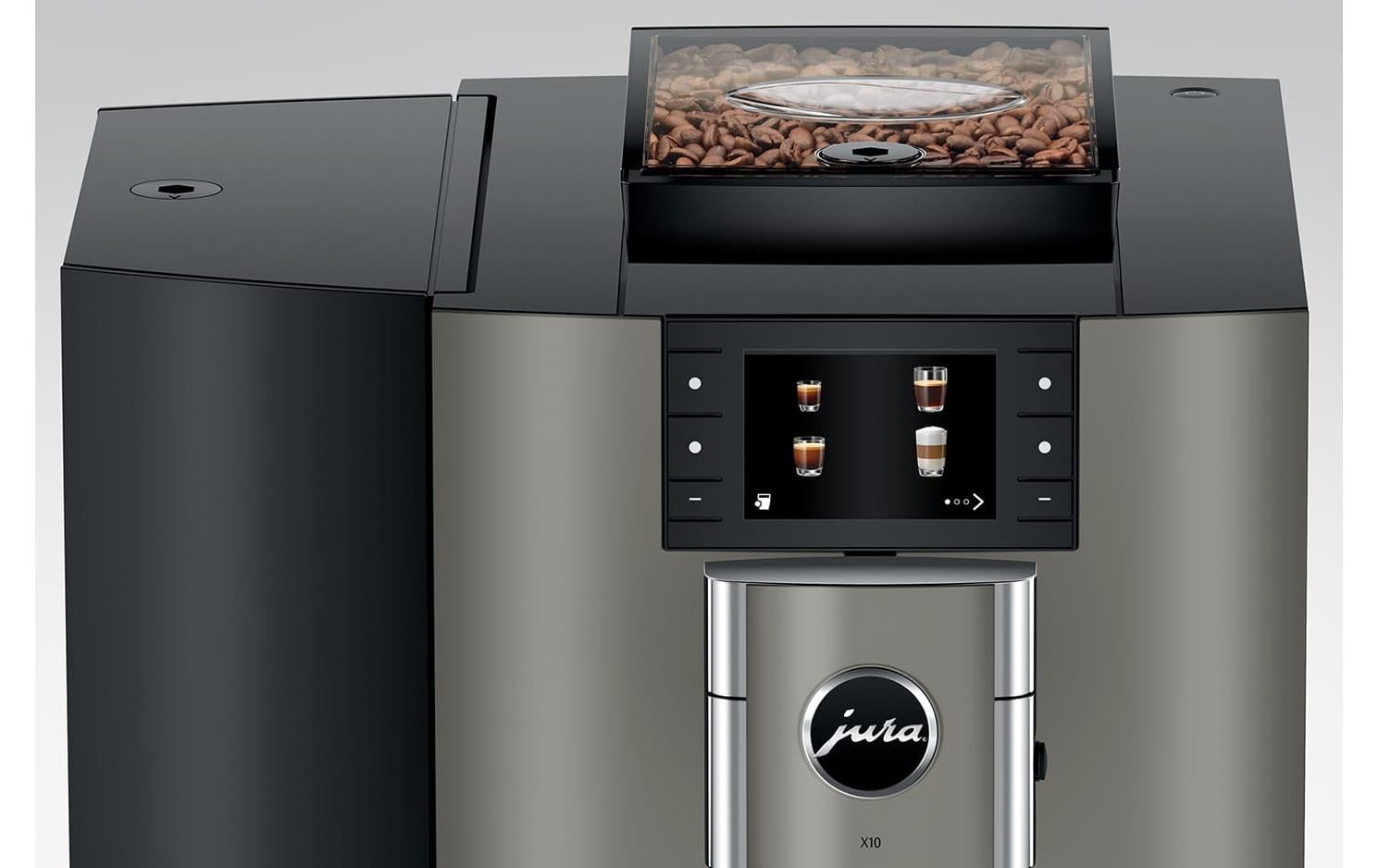 Kaffeevollautomat X10 Dark Inox (SA)<br>Kompakter Kaffeevollautomat mit 35 Kaffeespezialitäten und One-Touch-Lungo-Funktion