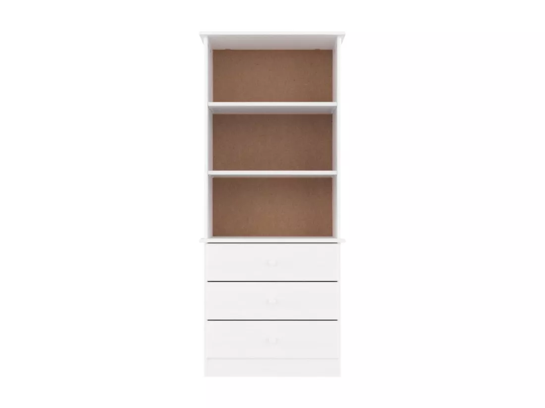 Bibliothèque et tiroirs ALTA blanc 60x35x142 cm bois massif pin