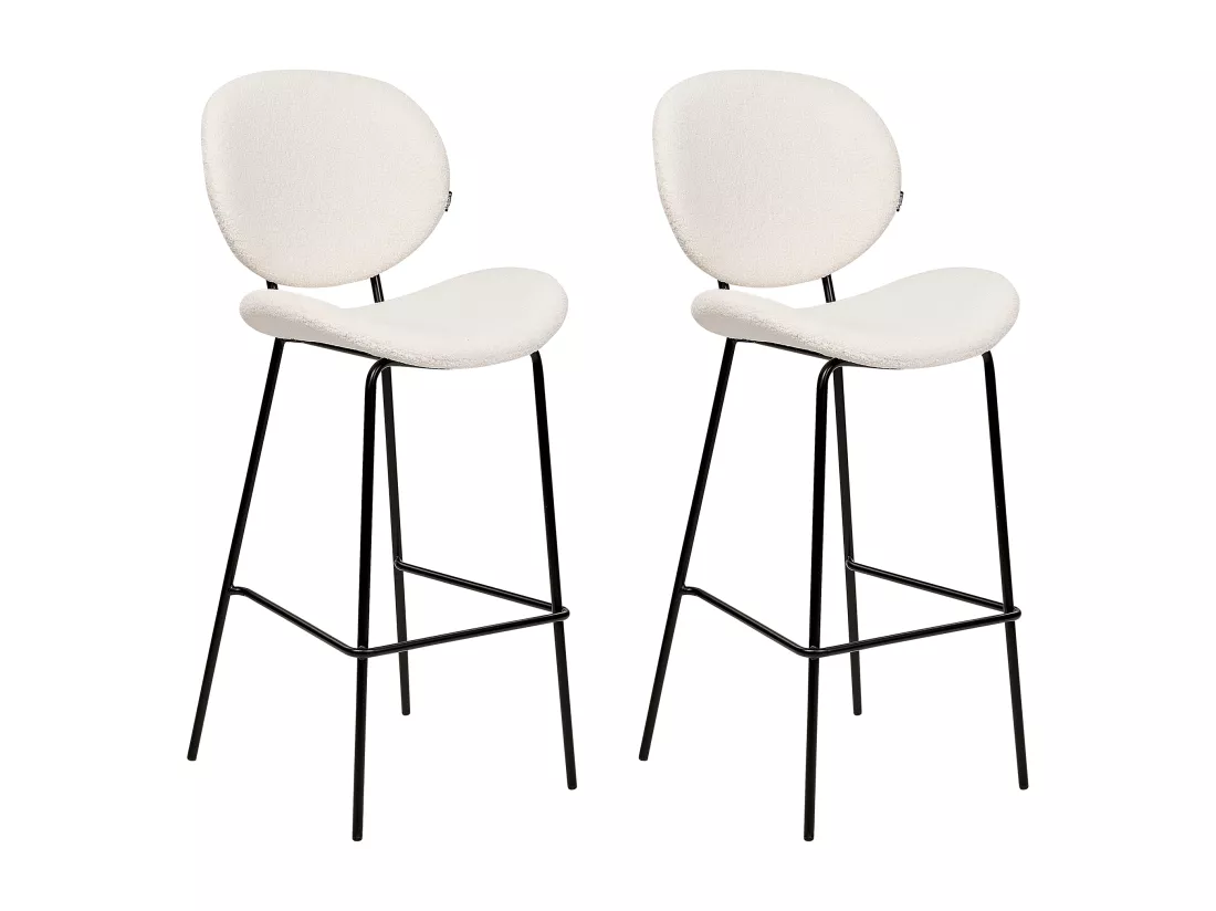 Lot de 2 chaises de bar LUANA Bouclé Blanc