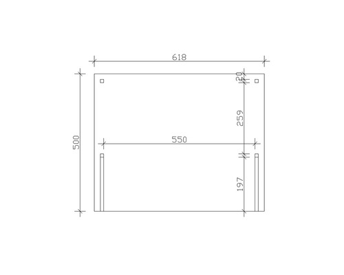 Konsta dubbele carport met aluminium dakpanelen, inclusief 2 inrijbogen en H-ankers, 618x500 cm, walnoot afwerking