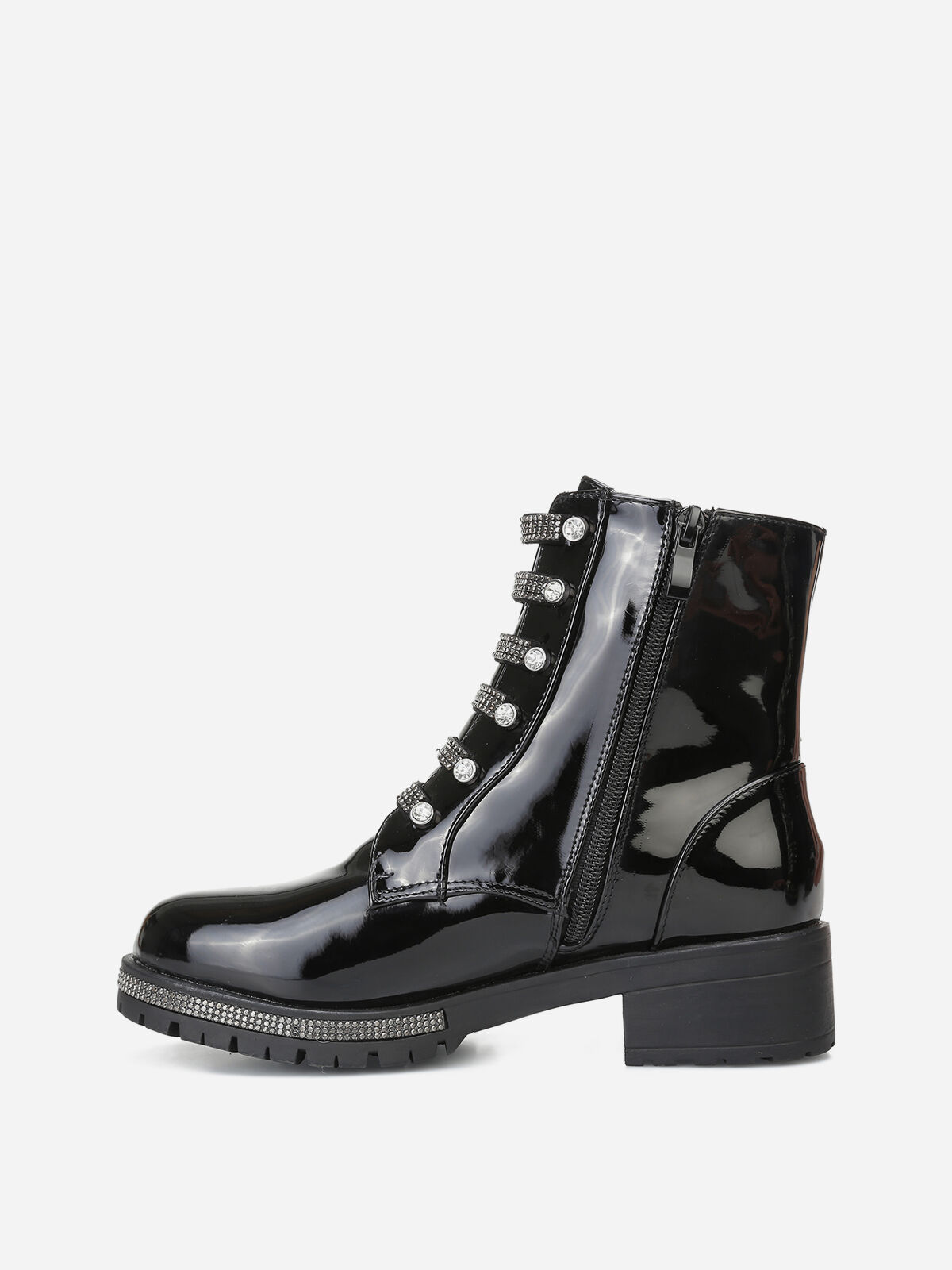 Rangers vernies à strass- Noir