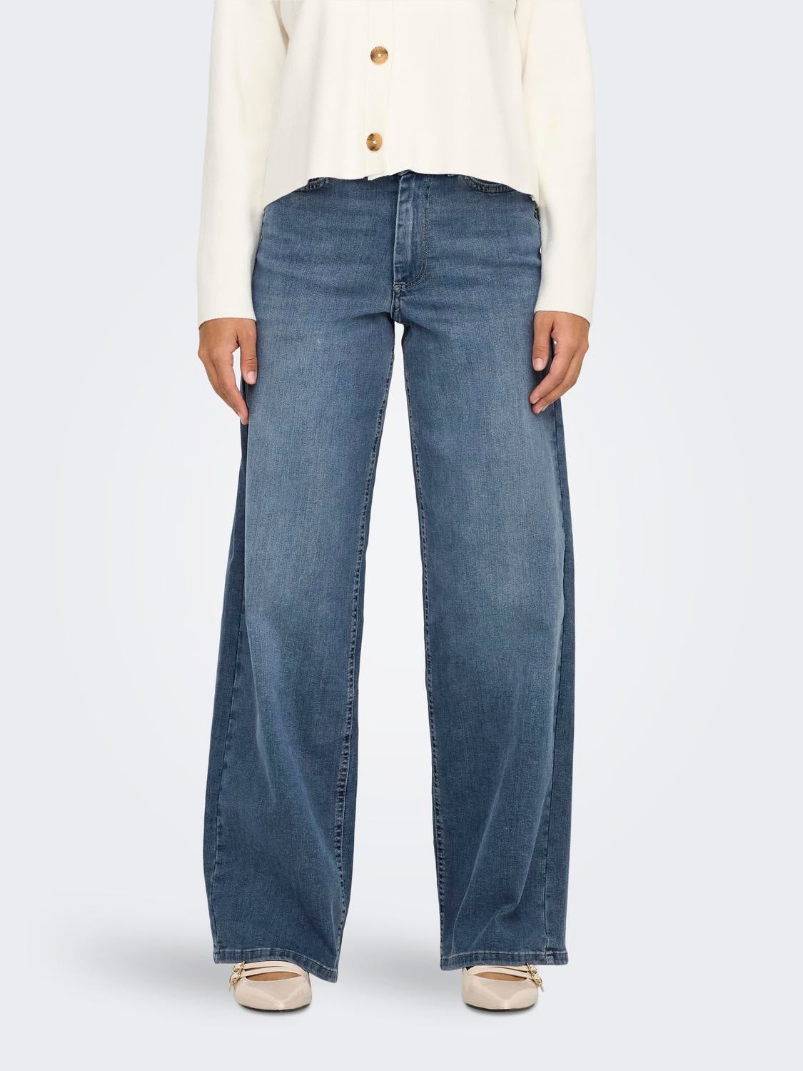 ONLMADISON Hohe Taille Weiter Beinschnitt Jeans Special Blue Grey Denim