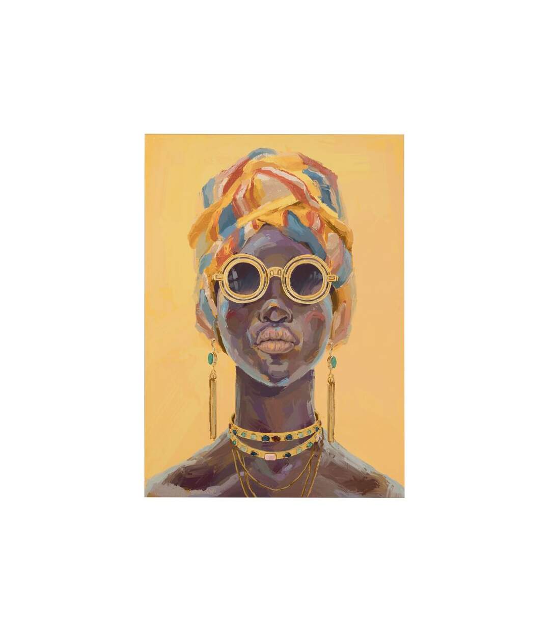 Paris Prix - Toile Imprimée femme Africaine 100x141cm Multicolore