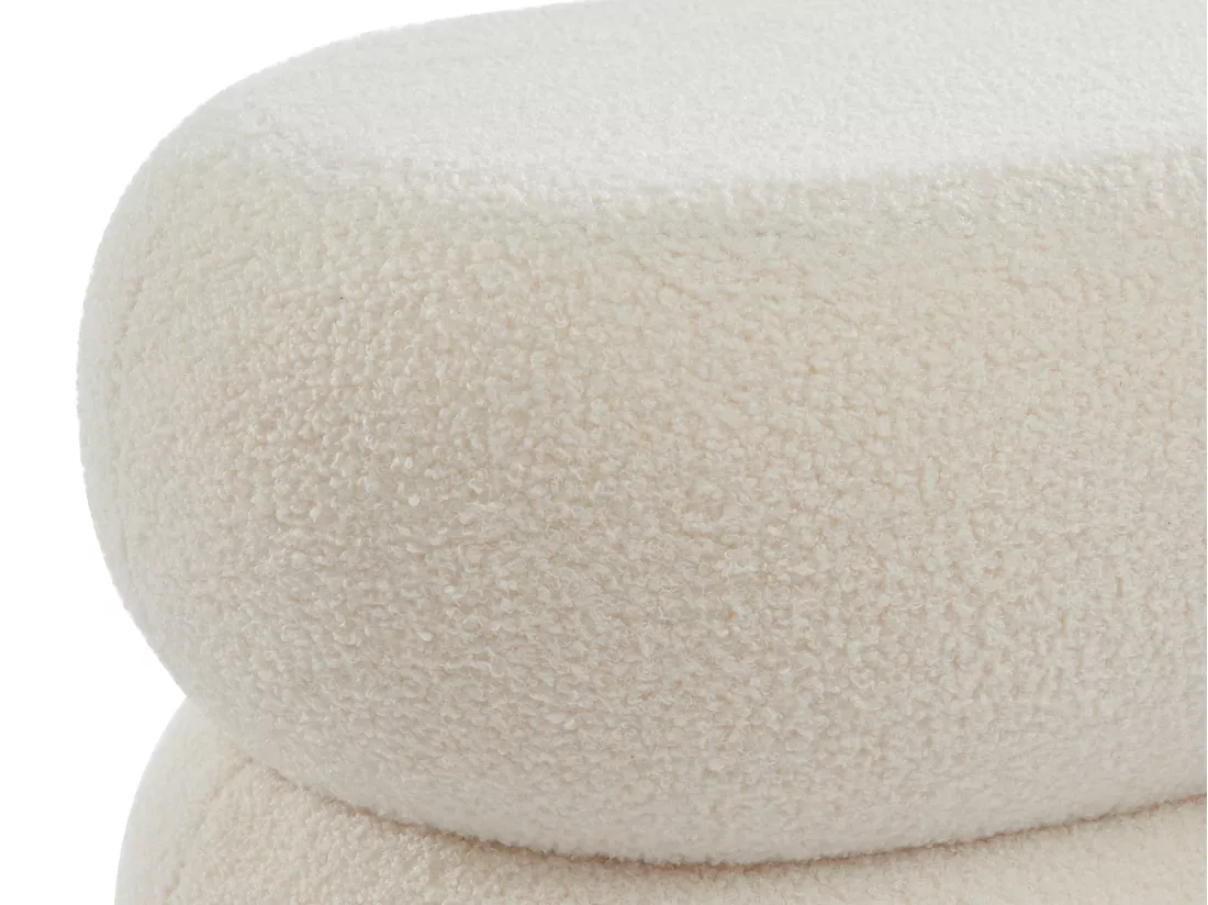 Pouf en tissu bouclette blanc LECINIO