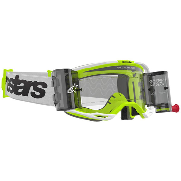 Alpinestars - Masque Vision 8 Wordmark Roll-Off Blanc / Noir / Jaune fluo / Transparent