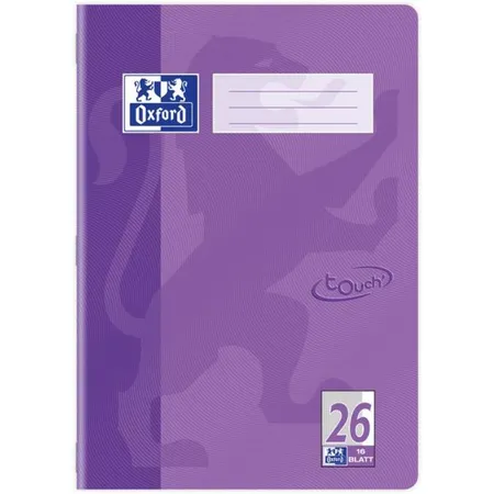 Oxford Touch Schulheft A4, kariert, Lineatur 26, 16 Blatt, flieder, Optik Paper®