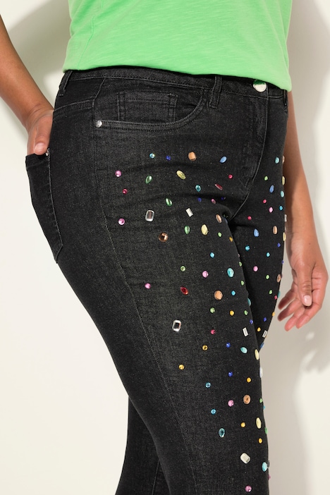 7/8-Jeans, Slim Fit, Ziersteinchen. 5-Pocket
