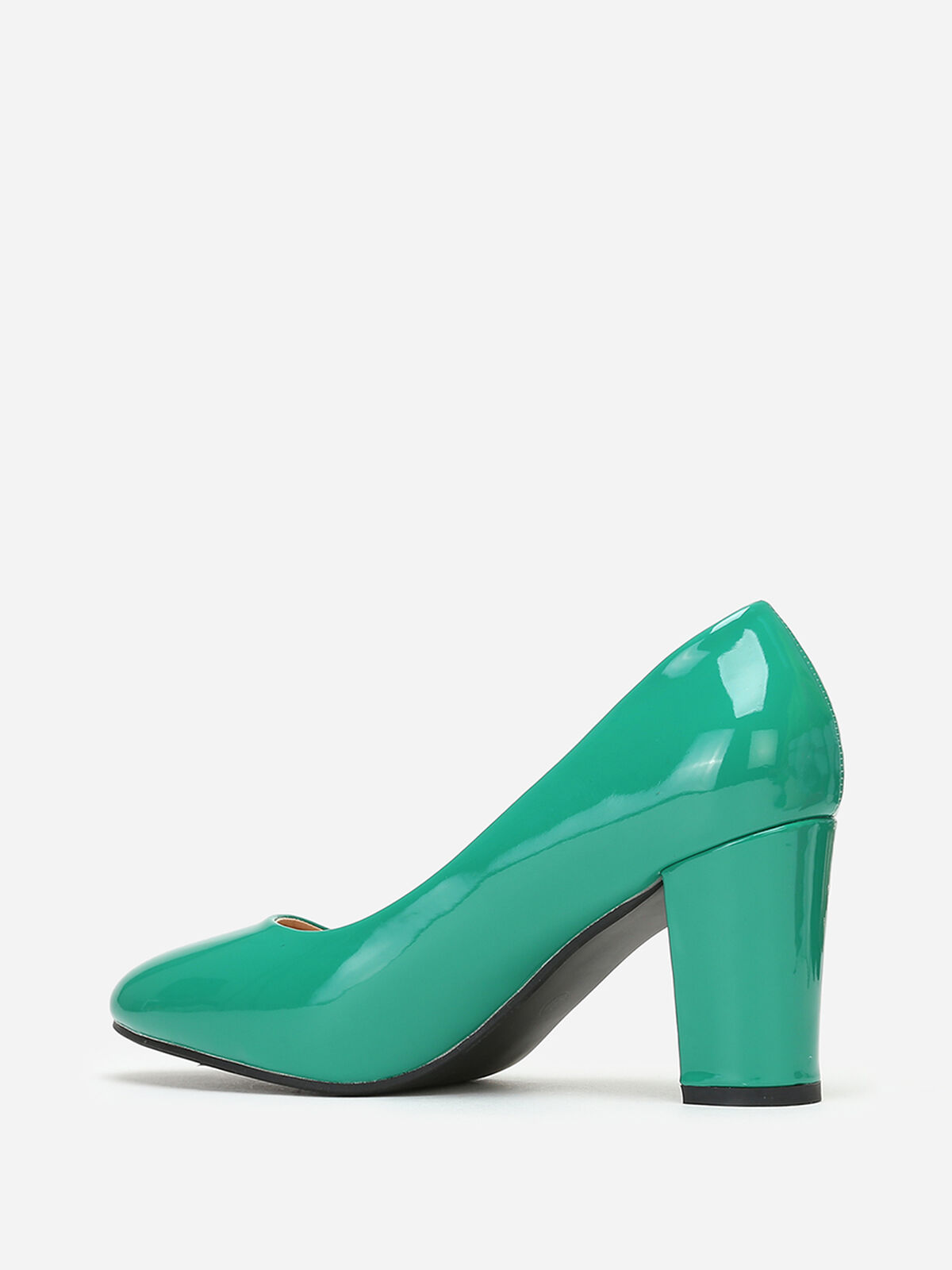 Escarpins vernis à talon carré- Vert foncé